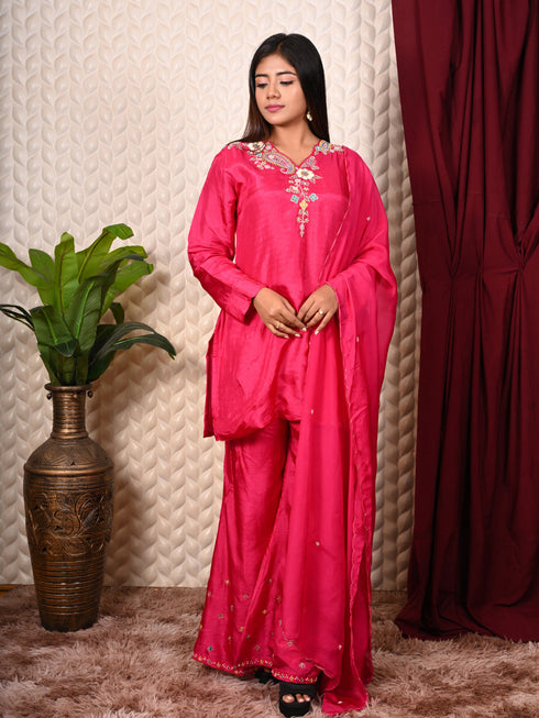 Pink Indo-western set with Sequin